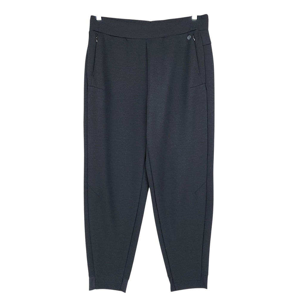 T by Talbots Jogger Pants L Womens Black Stretch Zip Pocket Ankle Tapered Active